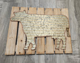1505004183 GLITZHOME METAL COW ON WOODEN SLATES SIGN