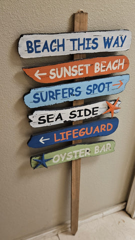 1606002219 GLITZHOME BEACH WOODEN YARD STAKE