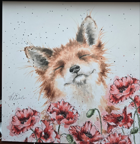 CANM-CS126 WRENDALE DESIGNS "POPPY FIELD" FOX CANVAS