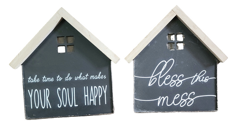 SG217G2829BK ORIGINAL BARN HOUSE SHAPED IRON PLAQUE SET OF 2