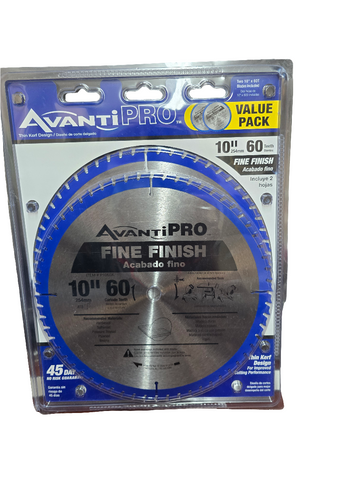 P10606099 Avantipro 10" 60 Teeth Fine Finish 2 PACK Thin Kerf Design