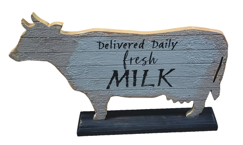 SG217SCP5135GY ORIGINAL BARN WOODEN SHAPED COW TABLE DECOR