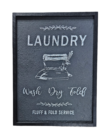 WF19A-QH809BK2 ORIGINAL BARN WOODEN LAUNDRY FLUFF & FOLD SERVICE WALL SIGN