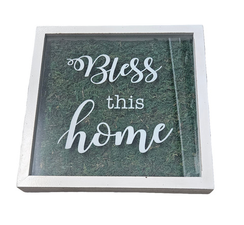 042019 ORIGINAL BARN GLASS FRAMED BLESS THIS HOME WALL DECOR