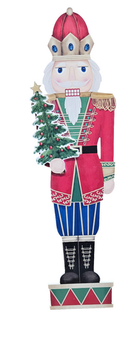 2010100057 GLITZHOME WOODEN NUTCRACKER PORCH DECOR