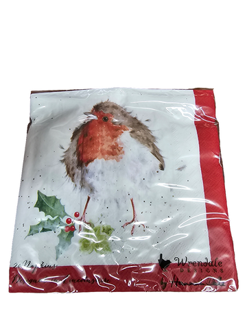 K007 WRENDALE DESIGNS CHRISMAS ROBIN DINNER NAPKIN