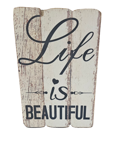 X0016ENFSJ ORIGINAL BARN LIFE IS BEAUTIFUL WOODEN PLAQUE