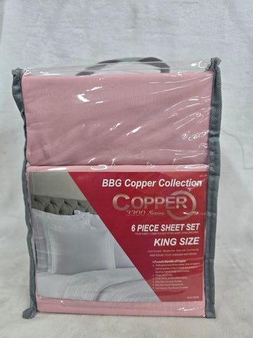 PINK BBG COPPER COLLECTION 3300 SERIES KING 6PC SHEET SET