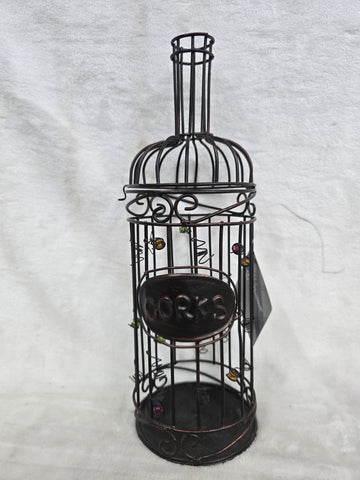 847848 GLITZHOME WIRE CORK COLLECTION BOTTLE 14" X 4 3/4" DIA