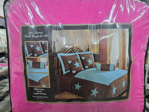 WESTERN STAR SUEDE HOT PINK COMFORTER SET KING