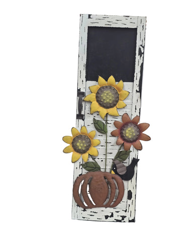 849811 GLITZHOME "HAPPY FALL" LOUVER DOOR BLACK BOARD HANGING SIGN