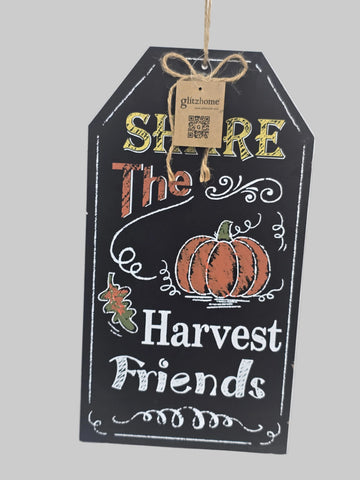 849491C GLITZHOME "AUTUMN SHARE THE HARVEST FRIENDS" HANGING SIGN