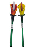 858691 GLITZHOME 2 PC SET HAND BLOWN GLASS LILY PICK RED/YELLOW
