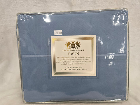 SKY BLUE LUSH HOME COLLECTION TWIN 4PC SHEET SET