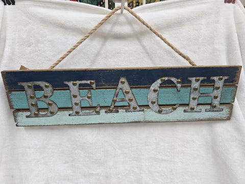 858493 GLITZHOME WOODEN BEACH HANGING