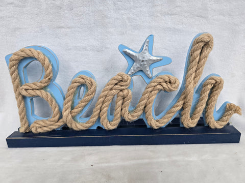 841990 GLITZHOME WOODEN BEACH TABLETOP DECOR