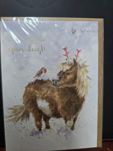 AX063 "ONE HORSE OPEN SLEIGH" CHRISTMAS CARD WRENDALE DESIGNS