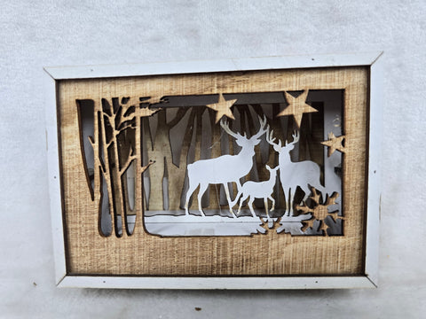 SVBPK5 NIKKY HOME WOODEN LIGHT BOX 3 DEER WHITE