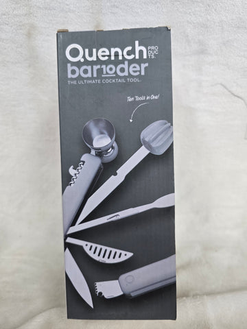 00405 QUENCH BAR10DER GREY THE ULTIMATE COCKTAIL TOOL TEN TOOLS IN ONE