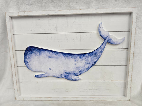 273C3H NIKKY HOME WOODEN PLAQUE BLUE WHALE
