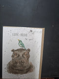 AZ019 "HIPPO BIRDIE" THE ZOOLOGY COLLECTION CARD