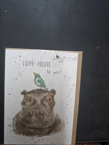 AZ019 "HIPPO BIRDIE" THE ZOOLOGY COLLECTION CARD