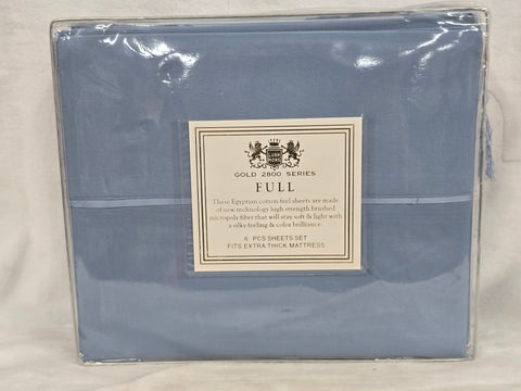 SKY BLUE LUSH HOME COLLECTION FULL 6PC SHEET SET
