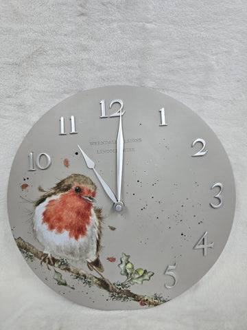 CLK006 ROBIN CLOCK 12" DIA. WRENDALE DESIGNS BY