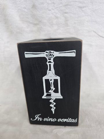 849989-B GLITZHOME WINE CORK BOX "IN VINO VERITAS"