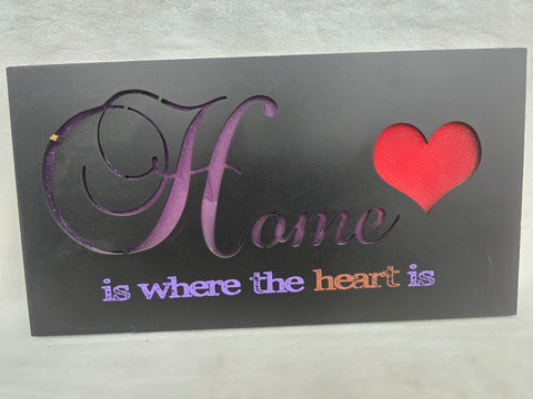 09732 HDC LIGHTED SIGN "HOME IS WHERE THE HEART IS" BLACK