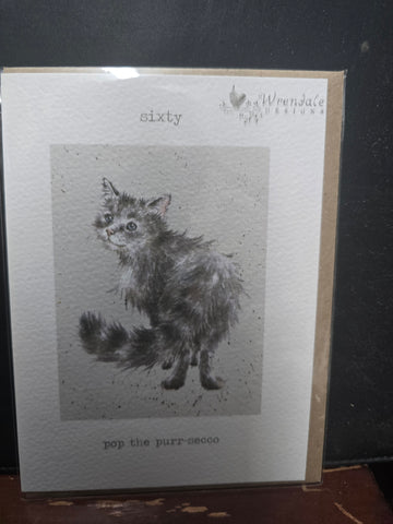 APA007 "POP THE PURR-SECCO" HAPPY BIRTHDAY CARD WRENDALE DESIGNS