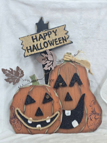 844854 GLITZHOME "HAPPY HALLOWEEN" JACK-O'-LANTERNS FLOOR DECORATION