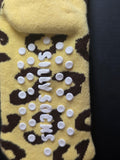 B69J1228 SILLY SOCKS "LEOPARD FEET" THICK SOCKS WITH RUBBER DOTS ON BOTTOM KIDS SIZE 1.5-5