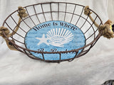 841969 GLITZHOME "HOME IS WHERE THE BEACH IS" WIRE BASKET