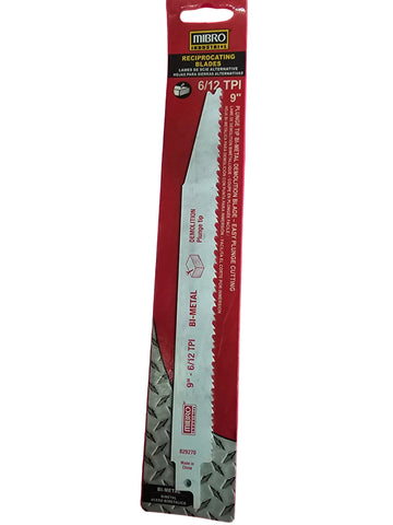 82971 MIBRO 9" Reciprocating Blade 6/12 TPI Bi-Metal 1Pack