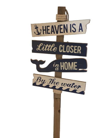 832387 GLITZHOME YARD STAKE "HEAVEN IS A LITTLE CLOSER TO A HOME BY THE WATER"