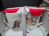 X0011859126 3PC SET MUGS & TRAY SET "SANTA PAWS" WRENDALE DESIGNS