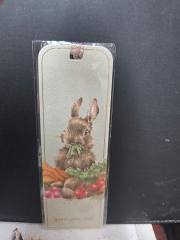 BM025 RABBIT "GROW YOUR OWN" BOOKMARK WRENDALE DESIGNS
