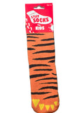 B71J1228 SILLY SOCKS "TIGER FEET" THICK SOCKS WITH RUBBER DOTS ON BOTTOM KIDS SIZE 1.5-5