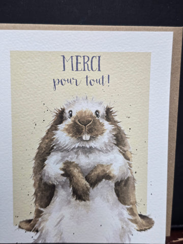 FOC047 WRENDALE DESIGNS MERCI "POUR TOUT" FRENCH GREETING CARD