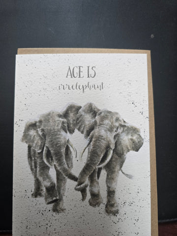 AZ016 "AGE IS IRRELEPHANT" THE ZOOLOGY COLLECTION GREETING CARD