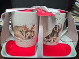 X0011859126 3PC SET MUGS & TRAY SET "SANTA PAWS" WRENDALE DESIGNS