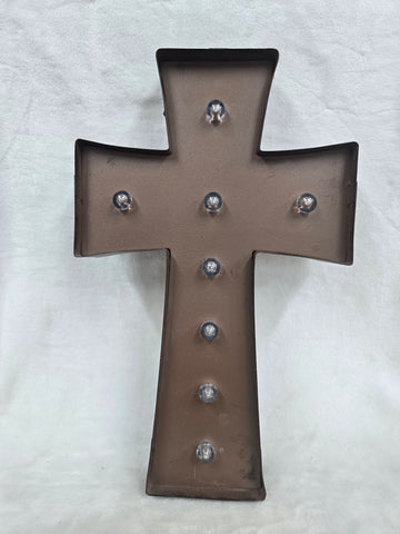 845813 GLITZHOME CROSS METAL LED SIGN