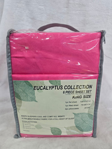 HOT PINK EUCALYPTUS COLLECTION KING 6PC SHEET SET