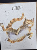 FOC044 WRENDALE DESIGNS MERCI "CHAT-LEUREUX" FRENCH GREETING CARD