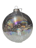 0961 CLEAR LUSTER WITH SUGAR SPRINKLES CHRISTMAS ORNAMENTS 3PC 3 DIFFERENT DESIGNS