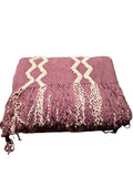 BOURINA KNITTED FRINGE THROW BLANKET LAVENDER WHITE ZIGZAG