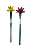 858677 GLITZHOME 2 PC SET GLASS LILY PICK RED/YELLOW
