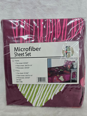 AHF-6642 HEARTS MICROFIBER TWIN 4PC SHEET