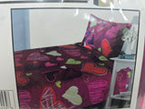 AHF-6642 HEARTS MICROFIBER TWIN 4PC SHEET